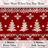 Knitted Nordic Snowflake Christmas Tree Red Seamless Pattern Digital Print Fabric by the Metre UK Sewing Quilting Textile