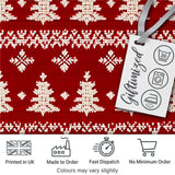 Knitted Nordic Snowflake Christmas Tree Red Seamless Pattern Digital Print Fabric by the Metre UK Sewing Quilting Textile