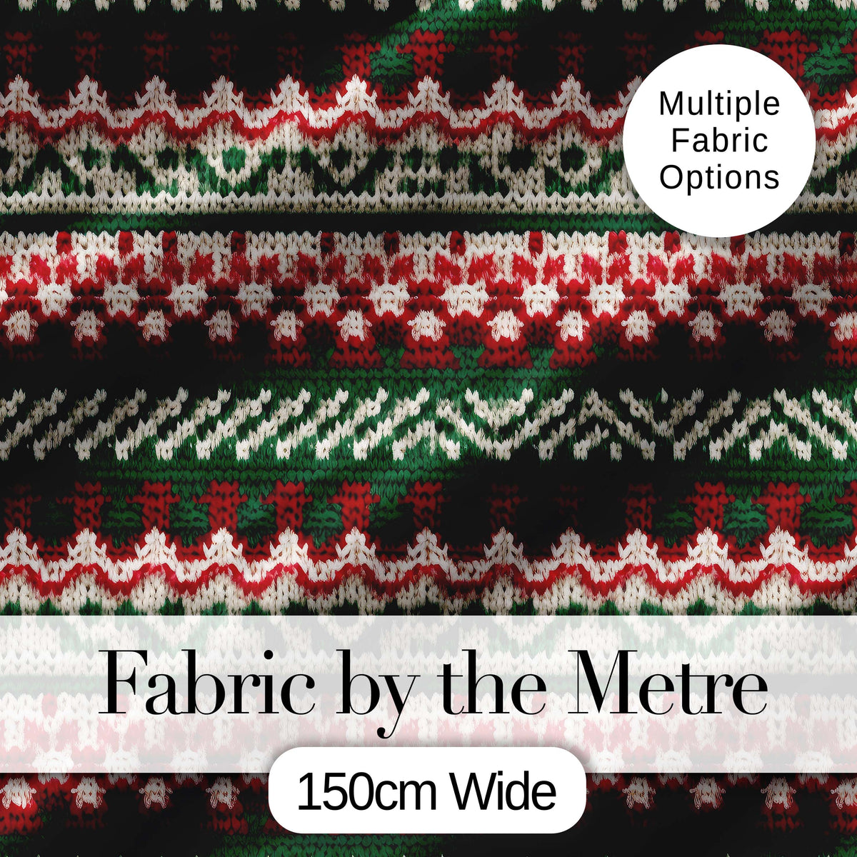 Festive Knitted Fair Isle Christmas Pattern Seamless Digital Print Fabric by the Metre UK Sewing Quilting Textile
