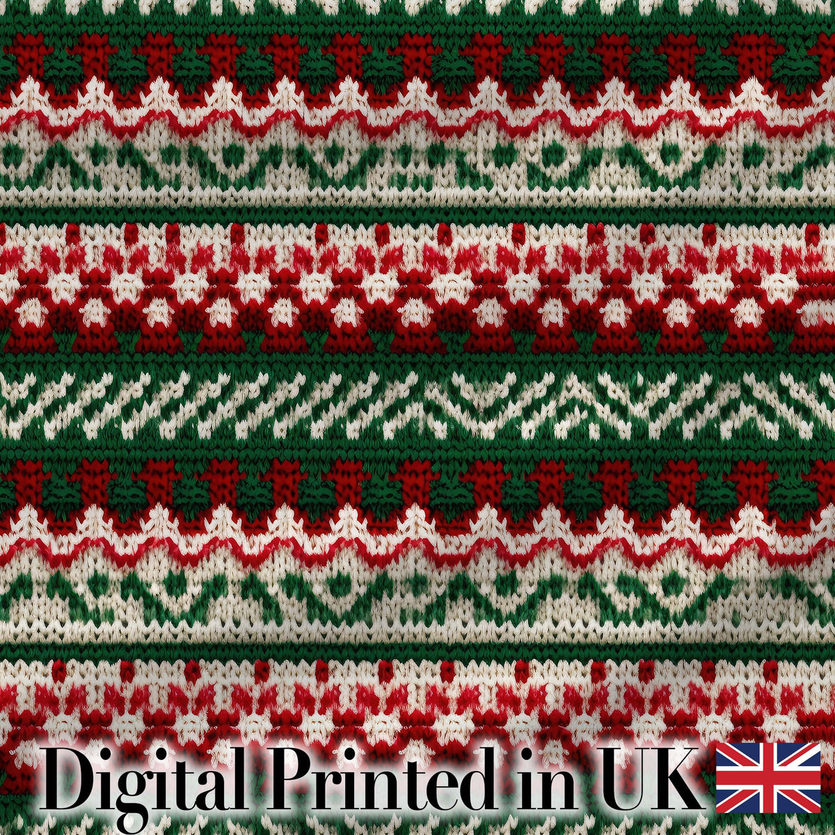 Festive Knitted Fair Isle Christmas Pattern Seamless Digital Print Fabric by the Metre UK Sewing Quilting Textile