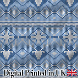Blue Nordic Knitted Christmas Pattern Seamless Digital Print Fabric by the Metre UK Sewing Quilting Textile
