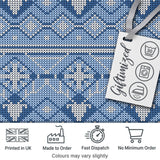 Blue Nordic Knitted Christmas Pattern Seamless Digital Print Fabric by the Metre UK Sewing Quilting Textile