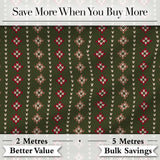 Green Knitted Heart Nordic Pattern Seamless Digital Print Fabric by the Metre UK Sewing Quilting Textile