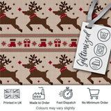 Classic Reindeer Gift Nordic Knitted Seamless Pattern Christmas Digital Print Fabric by the Metre UK Sewing Quilting Textile