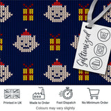 Blue Knitted Christmas Ornament Gift Seamless Pattern Digital Print Fabric by the Metre UK Sewing Quilting Textile