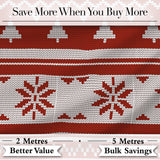 Red Nordic Christmas Tree Snowflake Knitted Seamless Pattern Digital Print Fabric by the Metre UK Sewing Quilting Textile