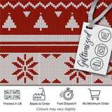 Red Nordic Christmas Tree Snowflake Knitted Seamless Pattern Digital Print Fabric by the Metre UK Sewing Quilting Textile