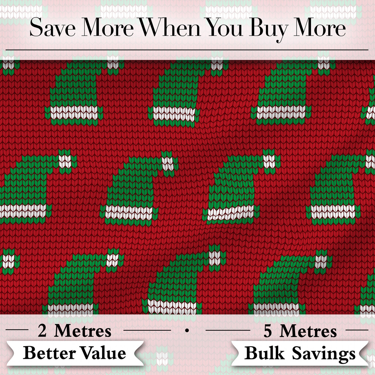 Festive Christmas Hat Knitted Seamless Pattern Holiday Digital Print Fabric by the Metre UK Sewing Quilting Textile