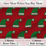 Festive Christmas Hat Knitted Seamless Pattern Holiday Digital Print Fabric by the Metre UK Sewing Quilting Textile