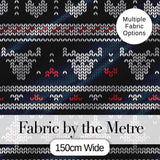 Blue Nordic Snowflake Knitted Pattern Seamless Winter Digital Print Fabric by the Metre UK Sewing Quilting Textile