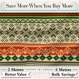 Nordic Zigzag Knit Green Red Cream Geometric Festive Sweater Style Seamless Digital Print Fabric by the Metre UK Sewing Quilting Textile