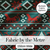 Scandinavian Reindeer Snowflake Knit Pattern Green Background  Digital Print Fabric by the Metre UK Sewing Quilting Textile
