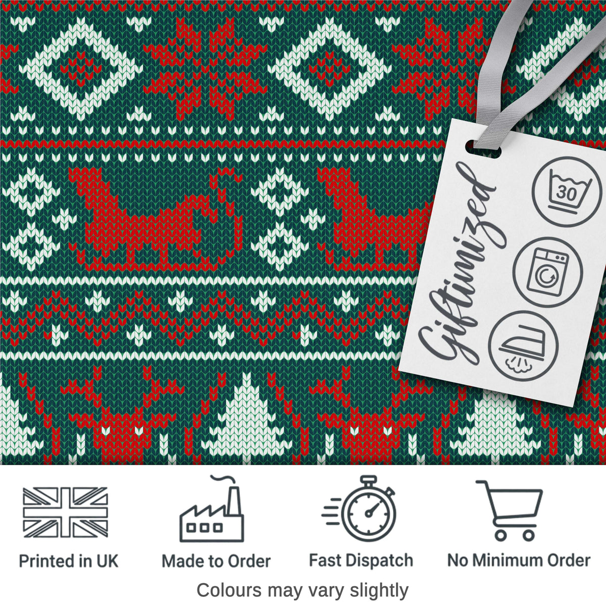 Scandinavian Reindeer Snowflake Knit Pattern Green Background  Digital Print Fabric by the Metre UK Sewing Quilting Textile