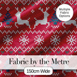 Classic Red Knit Reindeer Snowflake Pattern Christmas Sweater Style White Blue  Digital Print Fabric by the Metre UK Sewing Quilting Textile