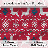 Classic Red Knit Reindeer Snowflake Pattern Christmas Sweater Style White Blue  Digital Print Fabric by the Metre UK Sewing Quilting Textile