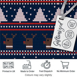 Winter Knit Reindeer Mountain Pattern Blue White Snow Nordic Christmas  Digital Print Fabric by the Metre UK Sewing Quilting Textile