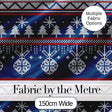 Scandinavian Snowflake Ornament Knit Pattern Blue White Red Holiday Digital Print Fabric by the Metre UK Sewing Quilting Textile