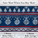 Scandinavian Snowflake Ornament Knit Pattern Blue White Red Holiday Digital Print Fabric by the Metre UK Sewing Quilting Textile