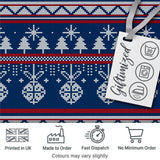 Scandinavian Snowflake Ornament Knit Pattern Blue White Red Holiday Digital Print Fabric by the Metre UK Sewing Quilting Textile