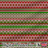 Classic Red Green White Knit Stripe Pattern Nordic Christmas Sweater Style  Digital Print Fabric by the Metre UK Sewing Quilting Textile