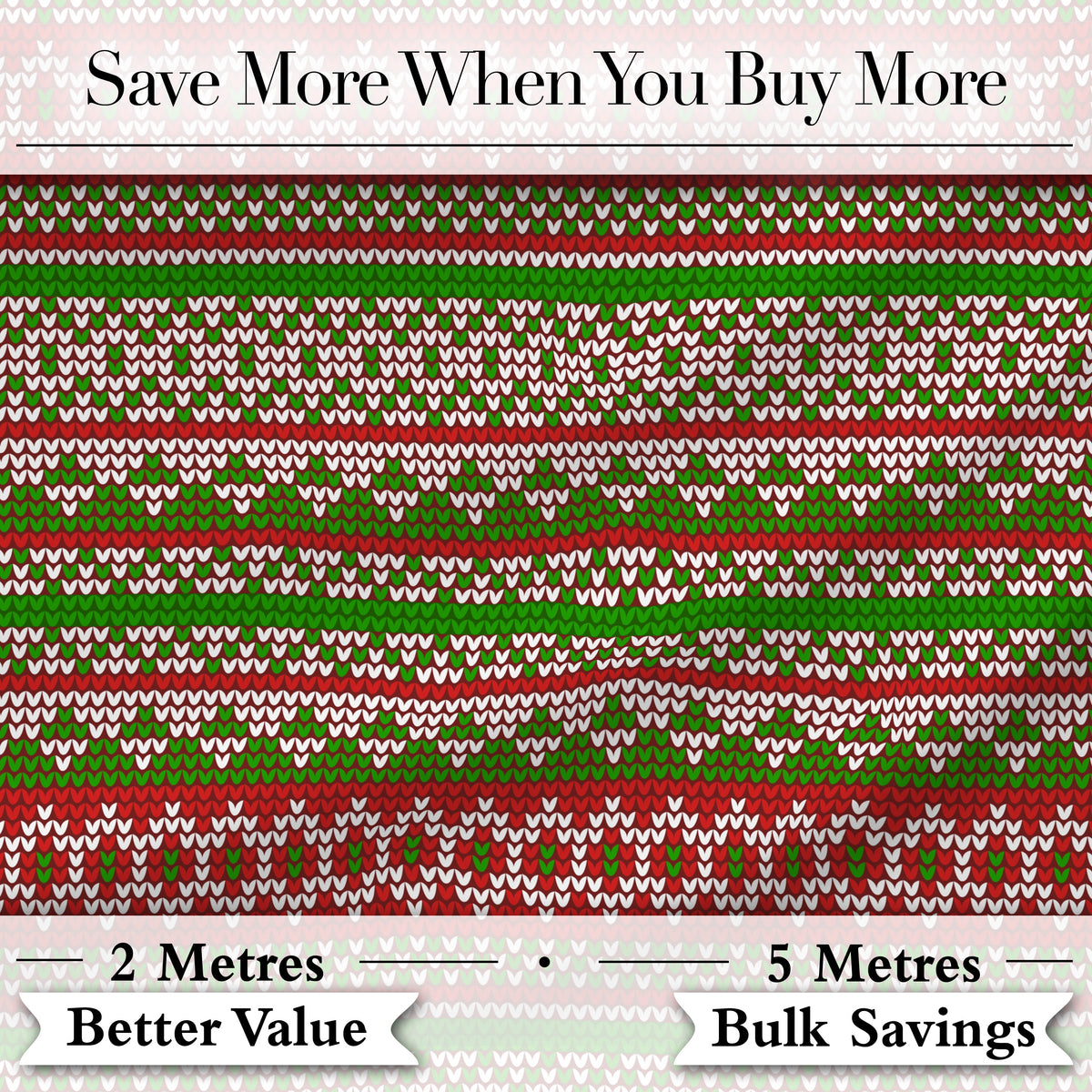 Classic Red Green White Knit Stripe Pattern Nordic Christmas Sweater Style  Digital Print Fabric by the Metre UK Sewing Quilting Textile