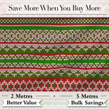 Classic Red Green White Knit Stripe Pattern Nordic Christmas Sweater Style  Digital Print Fabric by the Metre UK Sewing Quilting Textile