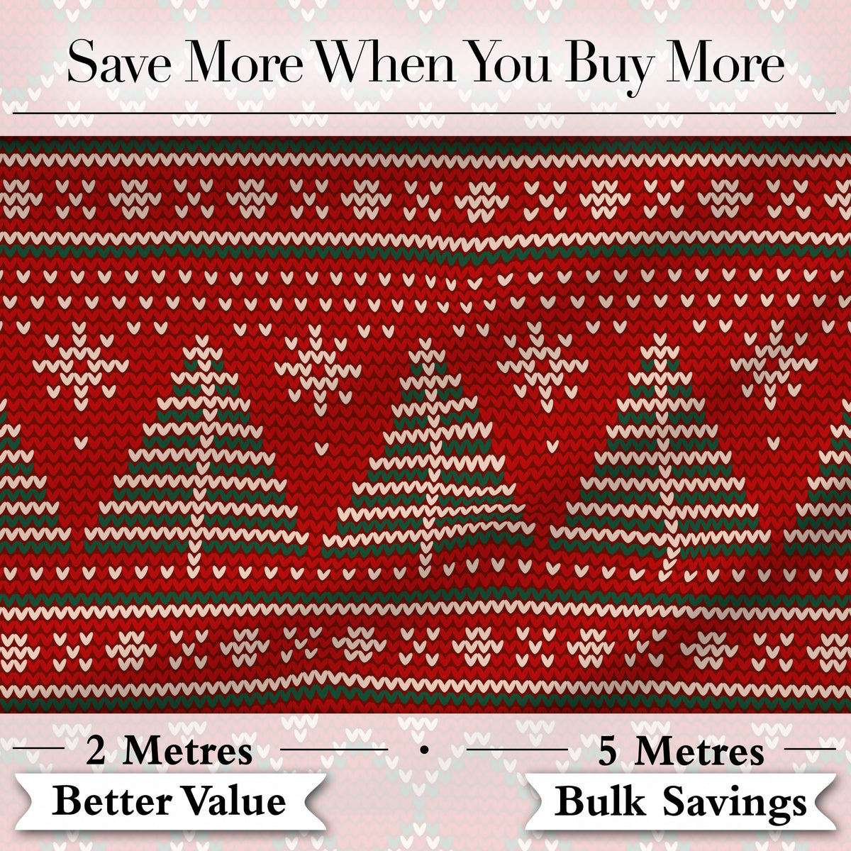Christmas Tree Heart Knit Pattern Red Green White Nordic Festive Sweater Style  Digital Print Fabric by the Metre UK Sewing Quilting Textile