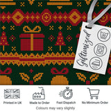 Holiday Gift Box Knit Pattern Green Red Gold Christmas Sweater Style Festive  Digital Print Fabric by the Metre UK Sewing Quilting Textile