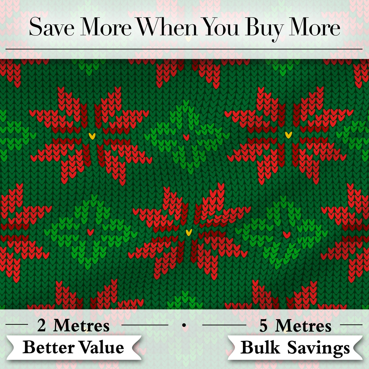 Festive Holly Leaf Berry Knit Pattern Green Red Christmas Seamless Nordic Style Digital Print Fabric by the Metre UK Sewing Quilting Textile