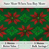 Festive Holly Leaf Berry Knit Pattern Green Red Christmas Seamless Nordic Style Digital Print Fabric by the Metre UK Sewing Quilting Textile