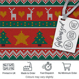 Nordic Deer Heart Tree Knit Pattern Red Green White Festive Seamless Christmas Digital Print Fabric by the Metre UK Sewing Quilting Textile