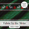 Scandinavian Reindeer Mountain Knit Pattern Green Red White Christmas Seamless Digital Print Fabric by the Metre UK Sewing Quilting Textile
