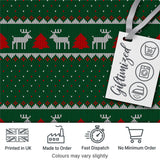 Scandinavian Reindeer Mountain Knit Pattern Green Red White Christmas Seamless Digital Print Fabric by the Metre UK Sewing Quilting Textile
