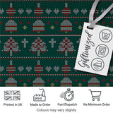 Nordic Ornament Christmas Tree Knit Green Red White Festive Seamless Textile Digital Print Fabric by the Metre UK Sewing Quilting Textile