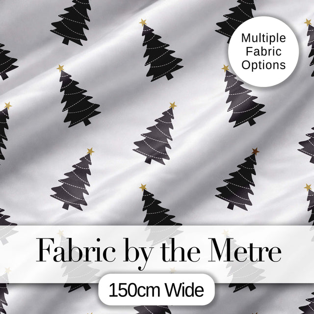 Minimal Christmas Tree Pattern Grey Background Simple Holiday Seamless Modern Digital Print Fabric by the Metre UK Sewing Quilting Textile