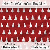 Minimal White Christmas Trees on Red Background Simple Holiday Seamless Pattern Digital Print Fabric by the Metre UK Sewing Quilting Textile