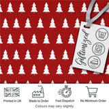 Minimal White Christmas Trees on Red Background Simple Holiday Seamless Pattern Digital Print Fabric by the Metre UK Sewing Quilting Textile