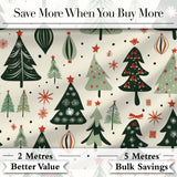 Vintage Style Christmas Trees Ornaments Snowflakes Festive Seamless Pattern Digital Print Fabric by the Metre UK Sewing Quilting Textile
