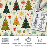 Whimsical Christmas Trees Candy Canes Snowflakes Holiday Seamless Pattern Digital Print Fabric by the Metre UK Sewing Quilting Textile