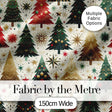 Elegant Christmas Trees Gold Green Red Stars Festive Seamless Pattern Digital Print Fabric by the Metre UK Sewing Quilting Textile