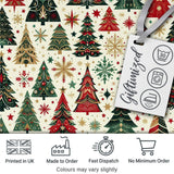 Ornate Christmas Trees Snowflakes Stars Vintage Holiday Seamless Pattern Digital Print Fabric by the Metre UK Sewing Quilting Textile