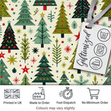 Minimal Christmas Trees Stars Leaves Nordic Holiday Seamless Pattern Digital Print Fabric by the Metre UK Sewing Quilting Textile