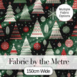 Scandi Christmas Trees Red White Green Snowflakes Nordic Seamless Pattern Digital Print Fabric by the Metre UK Sewing Quilting Textile