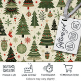 Classic Christmas Trees Ornaments Gifts Snowflakes Festive Seamless Pattern Digital Print Fabric by the Metre UK Sewing Quilting Textile