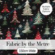 Nordic Christmas Trees Red White Green Snowflakes Festive Seamless Pattern Digital Print Fabric by the Metre UK Sewing Quilting Textile