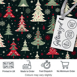 Nordic Christmas Trees Red White Green Snowflakes Festive Seamless Pattern Digital Print Fabric by the Metre UK Sewing Quilting Textile