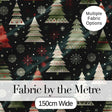 Scandi Christmas Trees Snowflakes Red Green Dark Background Seamless Pattern Digital Print Fabric by the Metre UK Sewing Quilting Textile