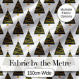 Minimal Christmas Trees Gold Garland White Background Seamless Pattern Digital Print Fabric by the Metre UK Sewing Quilting Textile