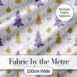 Pastel Christmas Trees Ornaments Soft Purple Yellow Seamless Pattern Digital Print Fabric by the Metre UK Sewing Quilting Textile