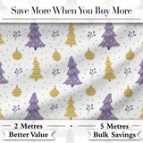 Pastel Christmas Trees Ornaments Soft Purple Yellow Seamless Pattern Digital Print Fabric by the Metre UK Sewing Quilting Textile